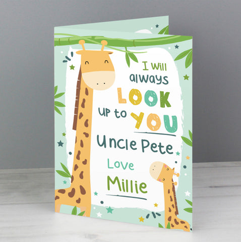 Personalised Look Up To You Giraffe Card