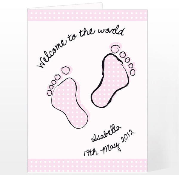 Personalised Pink Foot Print Card