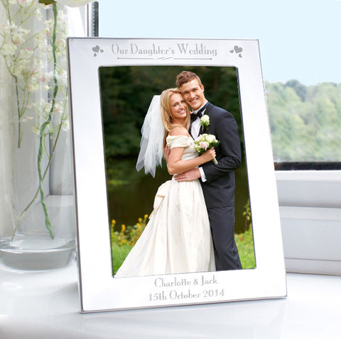 Personalised Silver 5x7 Decorative Our Daughters Wedding Photo Frame