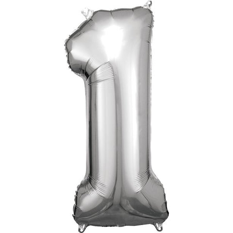 Silver Number 1 Balloon