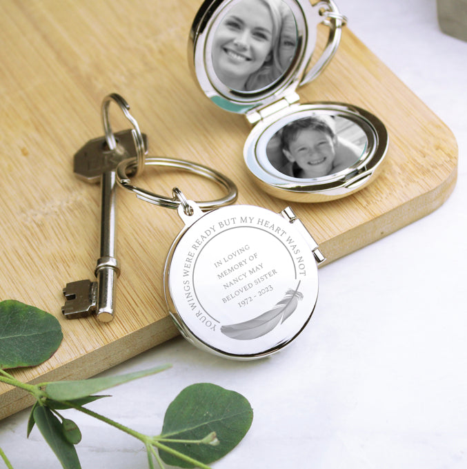 Personalised In Loving Memory Round Photo Keyring