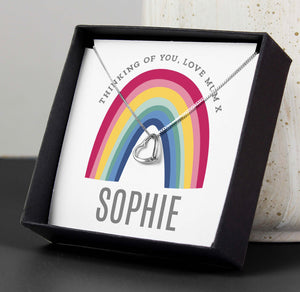 Personalised Rainbow Sentiment Silver Tone Necklace and Box