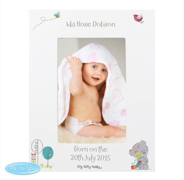 Personalised Tiny Tatty Teddy Cuddle Bug 4x6 White Photo Frame