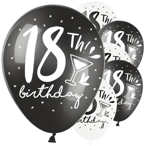 18th Birthday Black & White Mix Balloons