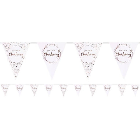 On Your Christening Pink Paper Bunting