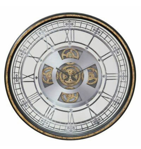 William Widdop Wall Clock With Moving Cogs & Mirror Face
