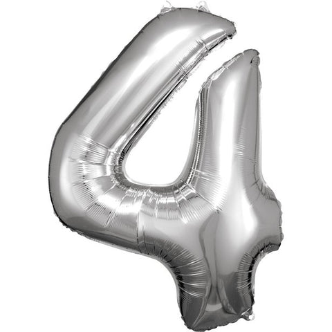 Silver Number 4 Balloon