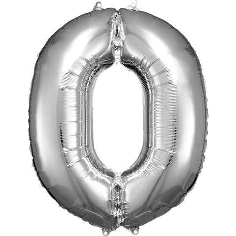 Silver Number 0 Balloon