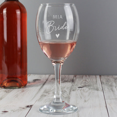 Personalised Bride Wine Glass