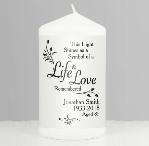 Personalised Life & Love Pillar Candle