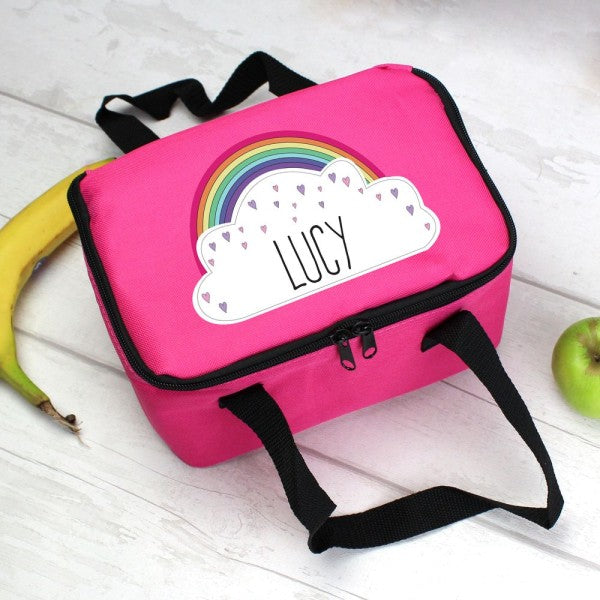 Personalised Rainbow Pink Lunch Bag