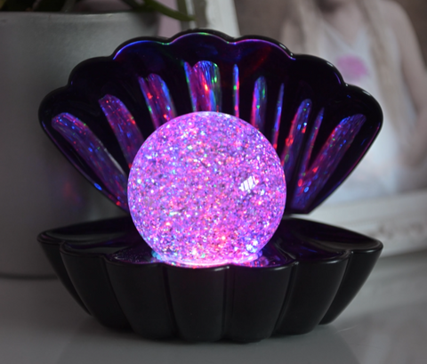 Black Sea Shell LED Glitter Lamp
