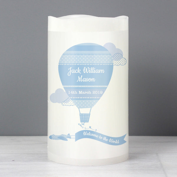 Personalised Up & Away Baby Boy Nightlight LED Candle