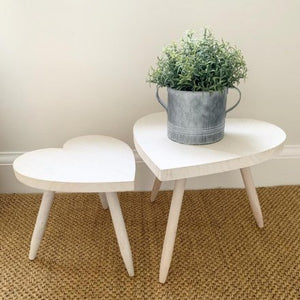 Heart Whitewash Finish Table