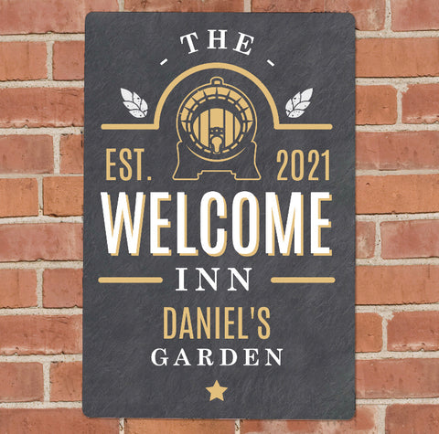 Personalised The Welcome Inn Metal Sign