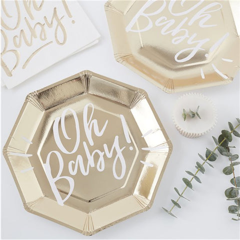 'Oh Baby!' Gold Foiled Paper Plate