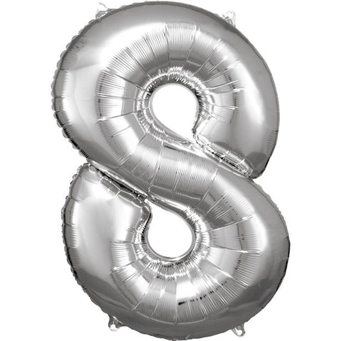 Silver Number 8 Balloon