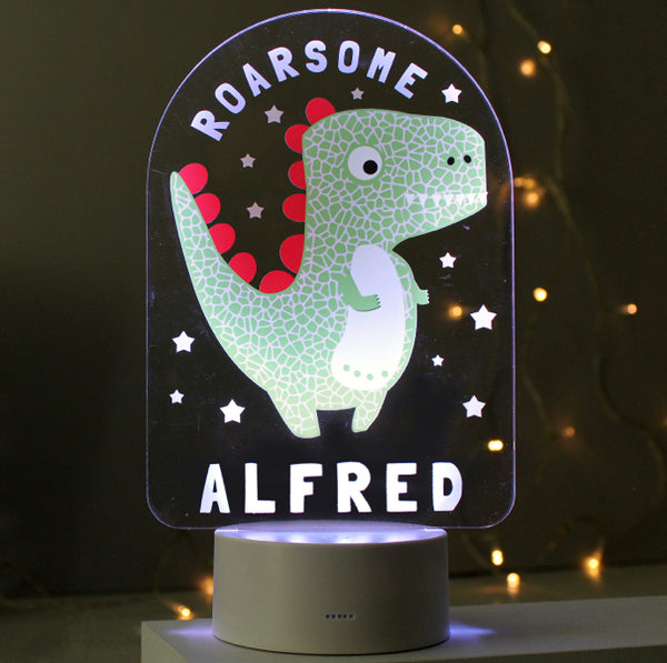 Personalised Roarsome Dinosaur LED Colour Changing Night Light