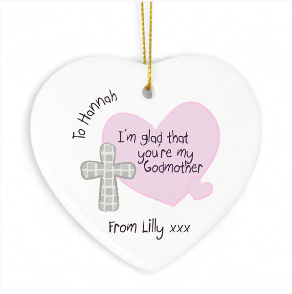 Personalised Godmother Ceramic Heart Decoration