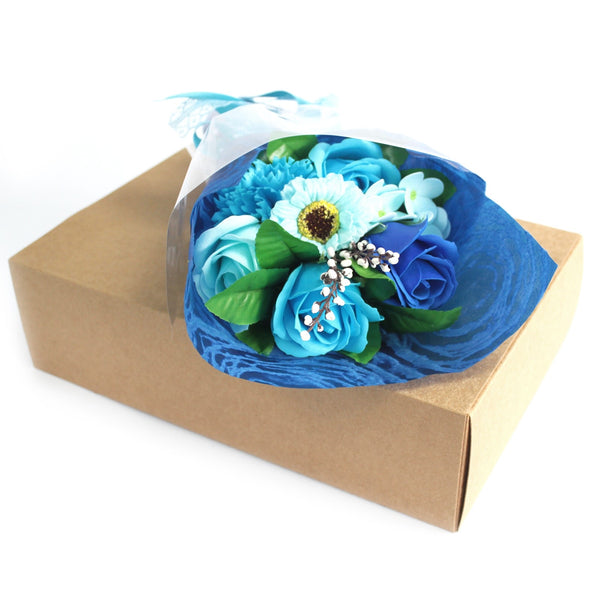 Boxed Soap Flower Bouquet - Blue