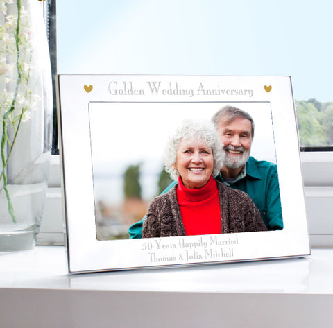 Personalised Silver 7x5 Golden Anniversary Landscape Photo Frame