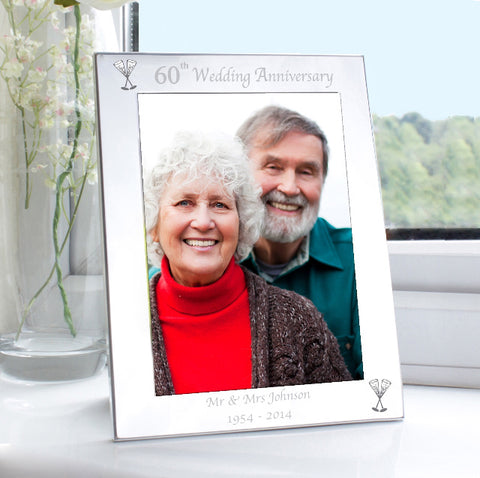 Personalised Silver 5x7 60th Wedding Anniversary Photo Frame