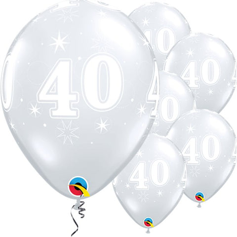 40th Birthday Sparkle-A-Round Diamond Clear Balloon