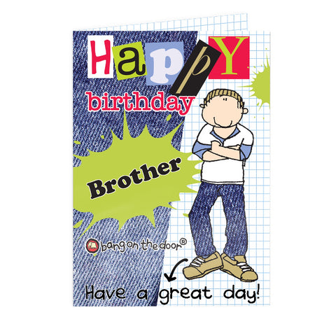 Personalised Bang On The Door Happy Birthday Male Card