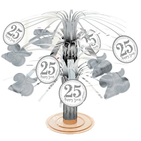 25th Silver Sparkling Wedding Anniversary Table Centrepiece