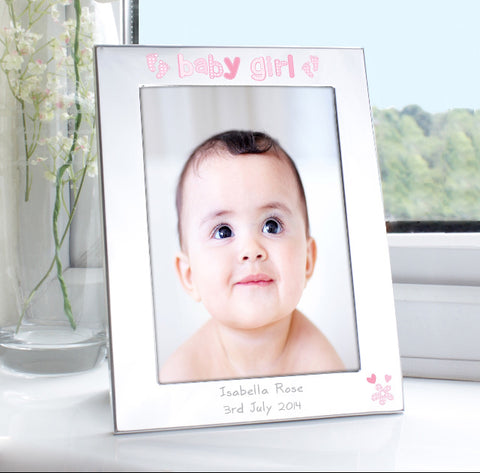 Personalised Silver 5x7 Baby Girl Photo Frame