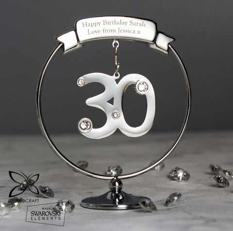 Personalised Crystocraft 30th Celebration Ornament