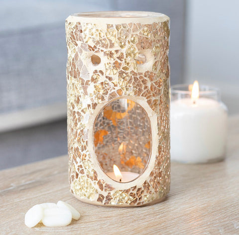 Gold Pillar Crackle Glass Oil Burner