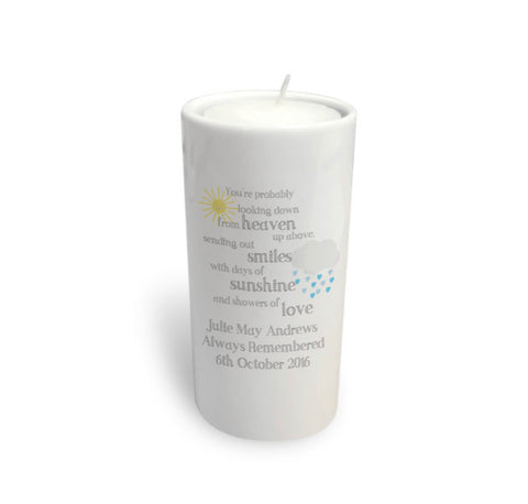 Showers of Love Memorial Round Tea Light Holder