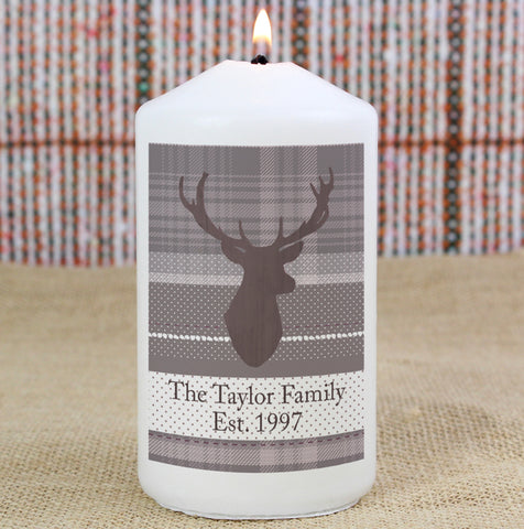 Personalised Highland Stag Pillar Candle