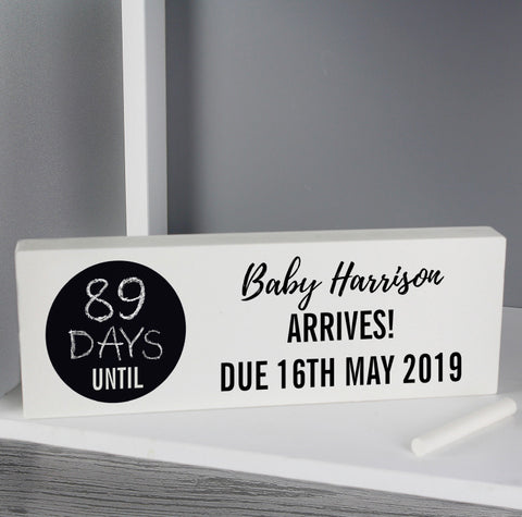 Personalised Classic Chalk Countdown Wooden Block Sign