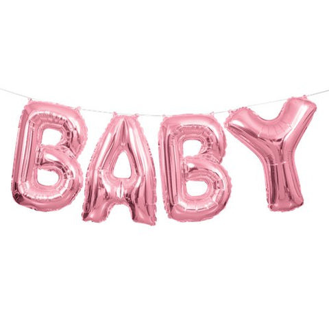 Pink Baby Phrase Foil Balloon Bunting