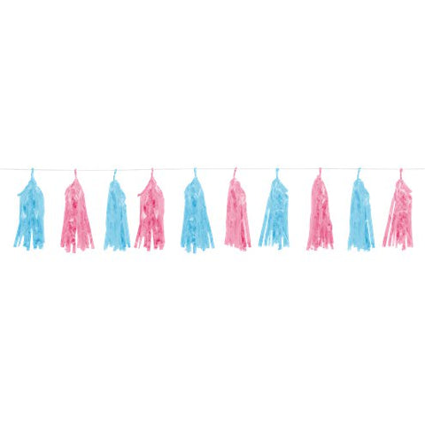 Blue & Pink Gender Reveal Foil Tassel Garland
