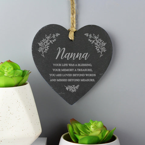 Personalised Memorial Slate Heart