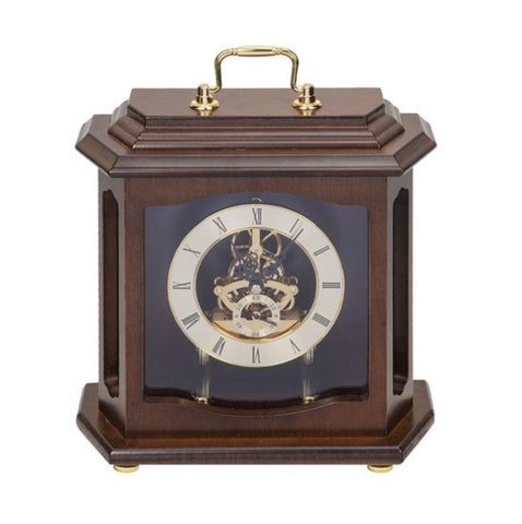 William Widdop Skeleton Movement Walnut Mantel Clock