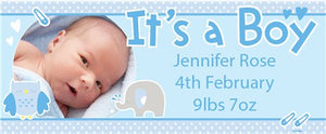 Personalised New Baby Boy Banner