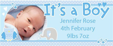 Personalised New Baby Boy Banner