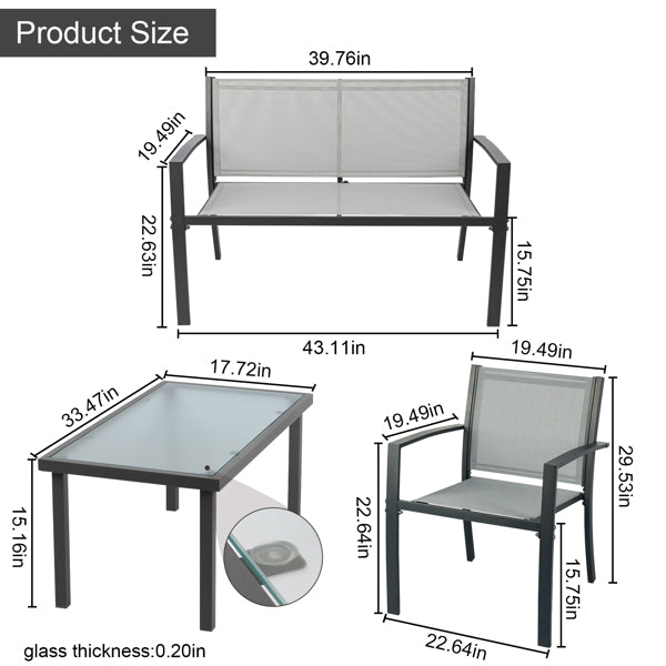 Four Piece Patio Set - Grey