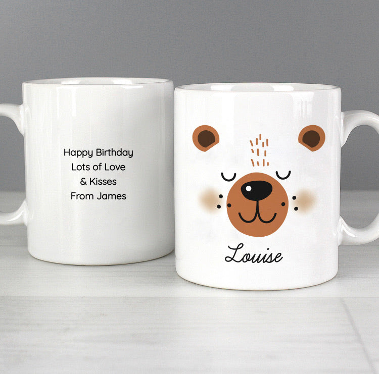 Personalised Cute Bear Face Mug