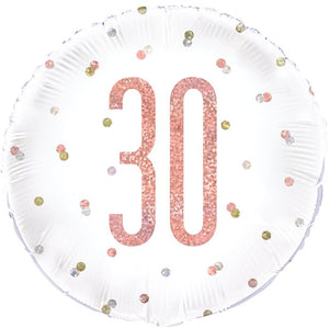 Rose Gold Glitz Number 30th Birthday Balloon