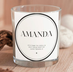 Personalised Black Circle Candle