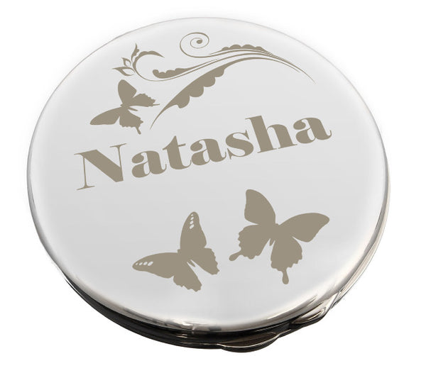 Personalised Butterfly Swirl Compact Mirror