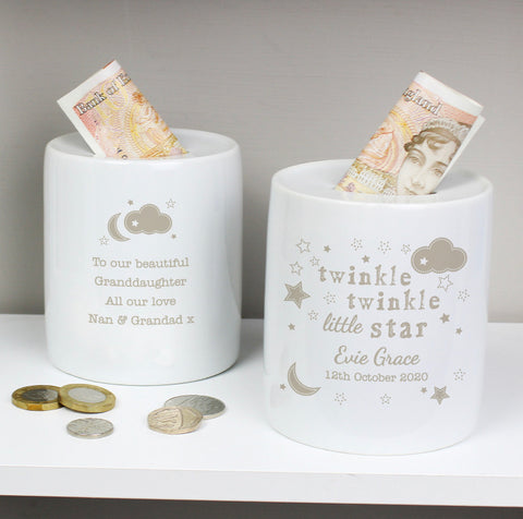 Personalised Twinkle Twinkle Ceramic Money Box