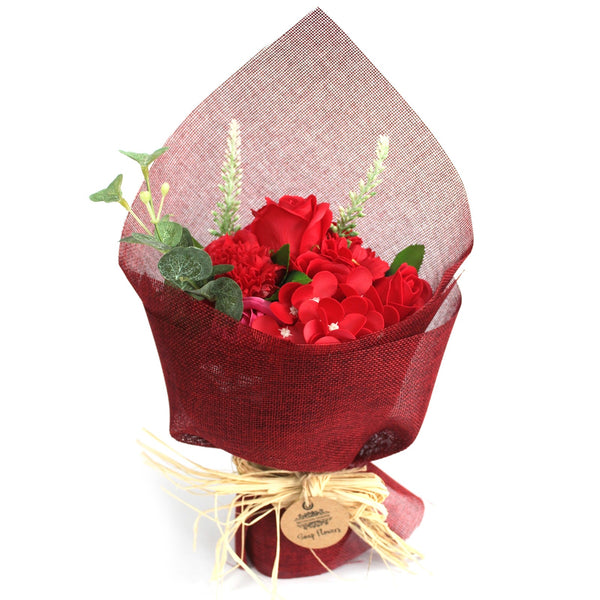 Standing Soap Flower Bouquet -Red