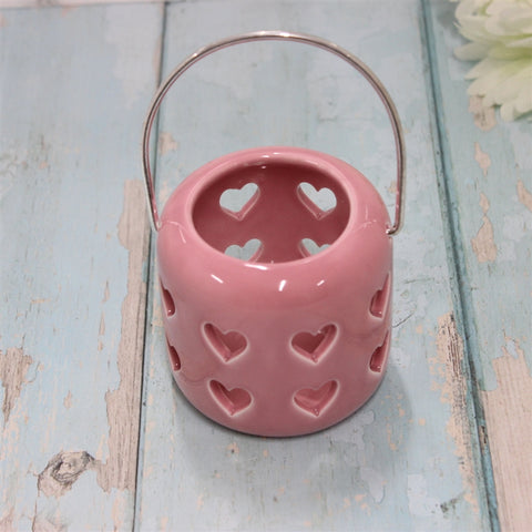 Pink Lantern With Cut Out Hearts Design