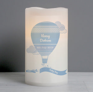 Personalised Up & Away Baby Boy Nightlight LED Candle